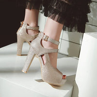 Funki Buys | Shoes | Women's Sequin Peep Toe Platform Sandal