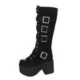 Funki Buys | Boots | Women's Harajuku Flock Buckle Boots