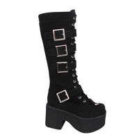 Funki Buys | Boots | Women's Harajuku Flock Buckle Boots