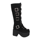 Funki Buys | Boots | Women's Harajuku Flock Buckle Boots