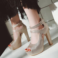 Funki Buys | Shoes | Women's Sequin Peep Toe Platform Sandal