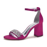 Funki Buys | Shoes | Women's Elegant Satin Block Heel Wedding Sandals