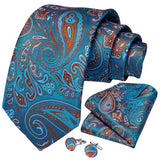 Funki Buys | Neckties | Men's Stylish 3 Pcs Blue Floral Tie Set