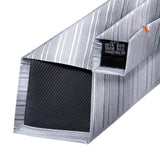 Funki Buys | Neckties | Men's 3pcs Silk Silver Striped Tie Set