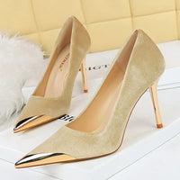 Funki Buys | Shoes | Women's Velvet Stilettos Metal Toe Heel