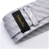 Funki Buys | Neckties | Men's 3pcs Silver Grey Striped Tie Set
