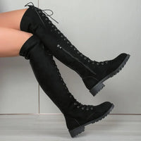 Funki Buys | Boots | Women's Lace Up Over Knee Suede Boots