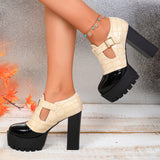 Funki Buys | Shoes | Women's Chunky Block Heeled Mary Janes