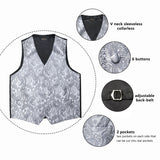Funki Buys | Vests | Men's Luxury 4 Pcs Silver Vest Tie Set