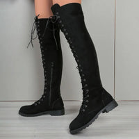 Funki Buys | Boots | Women's Lace Up Over Knee Suede Boots