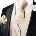 Funki Buys | Vests | Men's Luxury 4 Pcs Beige Gold Vest Tie Set