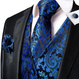 Funki Buys | Vests | Men's 4 Pcs Luxury Royal Blue Tie Vest Set