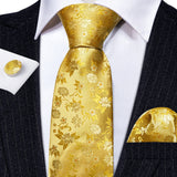 Funki Buys | Neckties | Men's Classic 3pcs Gold Tie Set