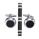 Funki Buys | Cufflinks | Men's Silver Brushed Metal Tie Clip Cufflinks Set