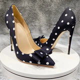 Funki Buys | Shoes | Women's Silk Polka Dot Bow Knot Heels