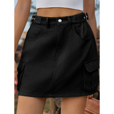 Funki Buys | Skirts | Women's Short Denim Skirt with Pockets