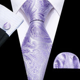 Funki Buys | Neckties | Men's 3pcs Silk Floral Purple Tie Set
