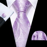 Funki Buys | Neckties | Men's 3pcs Silk Floral Purple Tie Set