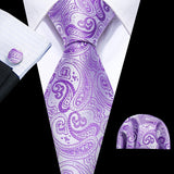 Funki Buys | Neckties | Men's 3pcs Silk Floral Purple Tie Set
