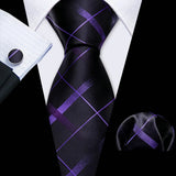 Funki Buys | Neckties | Men's 3pcs Silk Floral Purple Tie Set