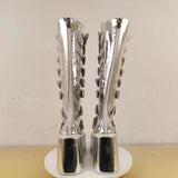 Funki Buys | Boots | Women's Silver Buckle Strap Platform Boots