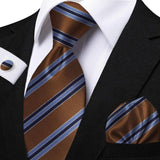 Funki Buys | Neckties | Men's Classic Striped Jacquard Tie Set