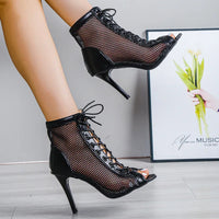 Funki Buys | Boots | Women's Mesh Lace Up Stiletto Booties