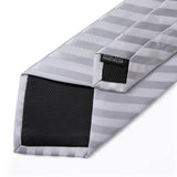 Funki Buys | Neckties | Men's 3pcs Silver Grey Striped Tie Set