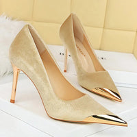 Funki Buys | Shoes | Women's Velvet Stilettos Metal Toe Heel