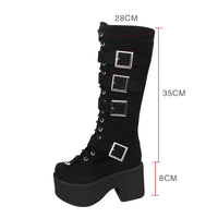 Funki Buys | Boots | Women's Harajuku Flock Buckle Boots
