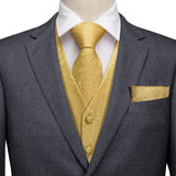 Funki Buys | Vests | Men's 4 Pcs Luxury Gold Vest Tie Set