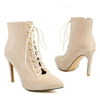 Funki Buys | Boots | Women's Suede Lace Up Stiletto Short Boot