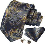 Funki Buys | Neckties | Men's 3pcs Silk Paisley Formal Tie Set