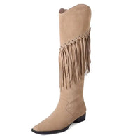 Funki Buys | Boots | Women's Genuine Suede Leather Fringed Boots | Knee High