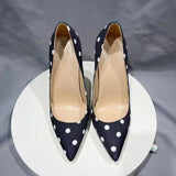 Funki Buys | Shoes | Women's Silk Polka Dot Pointed Toe Heels