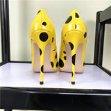 Funki Buys | Shoes | Women's Yellow Black Polka Dot Heels