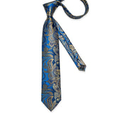 Funki Buys | Neckties | Men's Luxury 3 Pcs Blue Yellow Tie Set