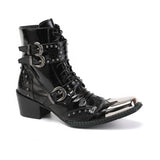 Funki Buys | Boots | Snake Pattern Vintage Ankle Boots | Buckle Rivet