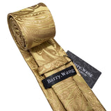 Funki Buys | Neckties | Men's 3pcs Silk Floral Gold Tie Set