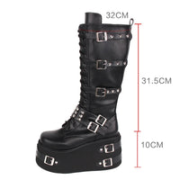 Funki Findz | Boots | Women's Gothic Buckle Rivet Wedge Boots