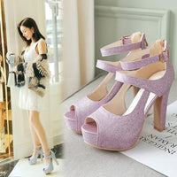 Funki Buys | Shoes | Women's Sequin Peep Toe Platform Sandal