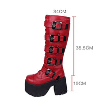 Funki Buys | Boots | Women's Harajuku Wide Buckle Boots