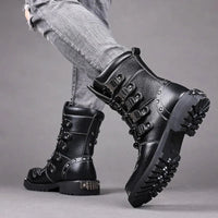 Funki Buys | Boots | Men's Gothic Punk Buckle Strap Biker Boots