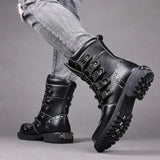 Funki Buys | Boots | Men's Gothic Punk Buckle Strap Biker Boots