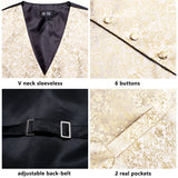 Funki Buys | Vests | Men's Luxury 4 Pcs Beige Gold Vest Tie Set