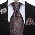 Funki Buys | Neckties | Men's 4 Pcs Floral Burgundy Tie Set