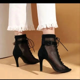 Funki Buys | Boots | Women's Mesh Lace Up Buckle Ankle Boots