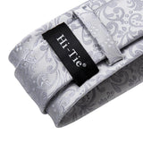 Funki Buys | Neckties | Men's 3pcs Silk Silver Floral Tie Set