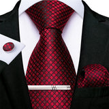 Funki Buys | Neckties | Men's Formal 4pcs Silk Red Tie Set