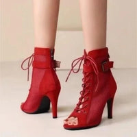 Funki Buys | Boots | Women's Mesh Lace Up Buckle Ankle Boots